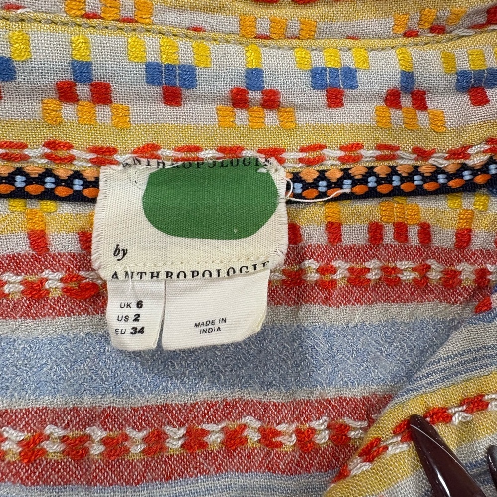 Anthropologie Embroidered Bohemian Boho Top Shirt long sleeve - Picture 7 of 9